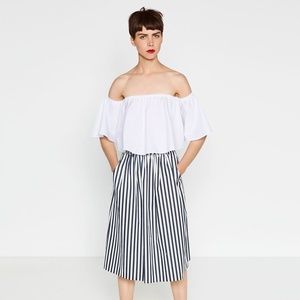 Zara Striped Midi Skirt with Pockets - Large